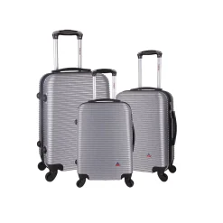 InUSA Royal 3-Piece Hardside Spinner Luggage Set, Silver (IUROYSML-SIL)