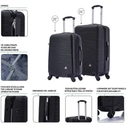 InUSA Royal 2-Piece Hardside Spinner Luggage Set, Black (IUROY0SM-BLK)