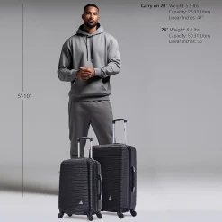 InUSA Royal 2-Piece Hardside Spinner Luggage Set, Black (IUROY0SM-BLK)