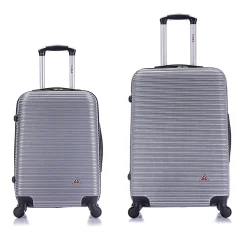 InUSA Royal 2-Piece Hardside Spinner Luggage Set, Silver (IUROY0SM-SIL)