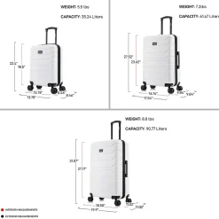 InUSA Trend 3-Piece Hardside Spinner Luggage Set, White (IUTRESML-WHI)