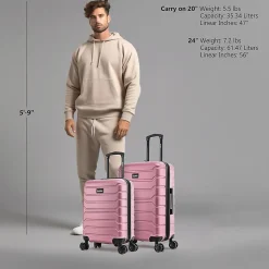 InUSA Trend 2-Piece Hardside Spinner Luggage Set, Rose Gold (IUTRE0SM-ROS)