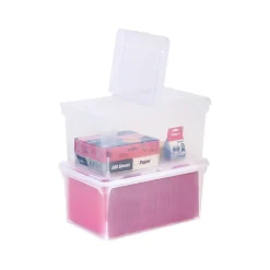 Iris Plastic File Box with Attached Flip Top Lid, Letter Size, Clear, 5/Pack (139921)