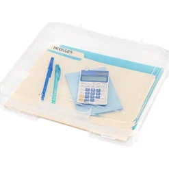 Iris Plastic File Box with Latching Lid, Letter Size, Clear, 6/Pack (150655)