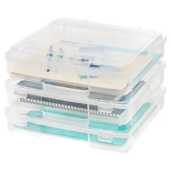 Iris Plastic File Box with Latching Lid, Letter Size, Clear, 6/Pack (150655)