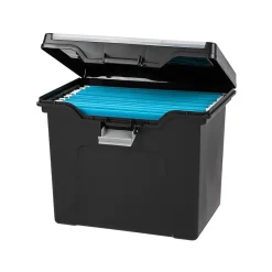 IRIS Portable File Box with Organizer Lid, Letter Size, Black (110977)