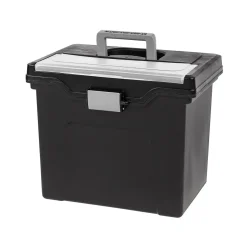 IRIS Portable File Box with Organizer Lid, Letter Size, Black (110977)