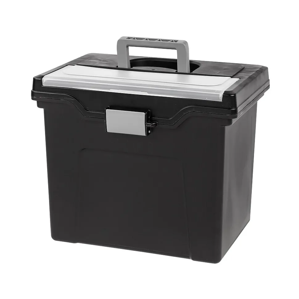 IRIS Portable File Box with Organizer Lid, Letter Size, Black (110977)