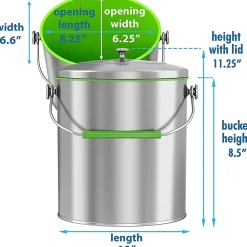 iTouchless 1.6-Gallon Indoor Compost Bin, Silver/Green (CB06OT)