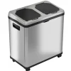 iTouchless Halo Dual Compartment Stainless Steel Sensor Recycle Bin and Trash Can, 16 Gallon (RT16SS)
