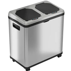 iTouchless Halo Dual Compartment Stainless Steel Sensor Recycle Bin and Trash Can, 16 Gallon (RT16SS)