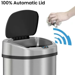 iTouchless SensorCan Stainless Steel Sensor Trash Can with AbsorbX Odor Control System, Silver, 13 gal. (ITOS13B)