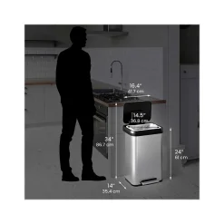 iTouchless SoftStep EXP Stainless Steel Step Trash Can, 13.2-Gallon, Silver/Black (PP13RSB)