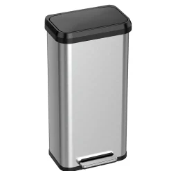 iTouchless SoftStep EXP Stainless Steel Step Trash Can with Plastic Lid, 20 Gallon, Silver/Black (PP20RSB)