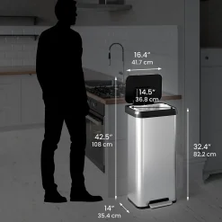 iTouchless SoftStep EXP Stainless Steel Step Trash Can with Plastic Lid, 20 Gallon, Silver/Black (PP20RSB)