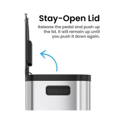 iTouchless SoftStep ProX Stainless Steel Step Trash Can, 13.2-Gallon, Silver/Black (PD13RSY)