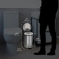 iTouchless SoftStep Round Stainless Steel Step Trash Can with Hinged Lid, 3.17 Gallon (IP03RSS)