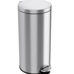 iTouchless SoftStep Round Stainless Steel Step Trash Can with Hinged Lid, 7.93 Gallon (IP08RSS)