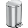 iTouchless SoftStep Semi-Round Stainless Steel Step Trash Can with Hinged Lid, 1.85 Gallon (IP02DSS)