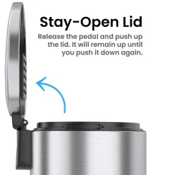 iTouchless SoftStep Semi-Round Stainless Steel Step Trash Can with Hinged Lid, 1.85 Gallon (IP02DSS)