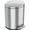 iTouchless SoftStep Semi-Round Stainless Steel Step Trash Can with Hinged Lid, 5.02 Gallon (IP05DSS)