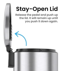 iTouchless SoftStep Semi-Round Stainless Steel Step Trash Can with Hinged Lid, 7.93 Gallon (IP08DSS)