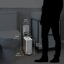 iTouchless SoftStep Slim Stainless Steel Step Trash Can with Hinged Lid, 1.29 Gallon (PS01RSS)