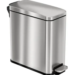 iTouchless SoftStep Stainless Steel Slim Step Trash Can with AbsorbX Odor Control System, Silver, 3 Gal. (PS03RSS)