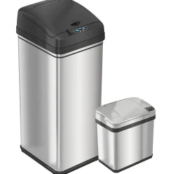 iTouchless Stainless Steel Sensor Trash Can Combo Pack, Silver, 13 gal. and 2.5 gal (CDZT1302SS)