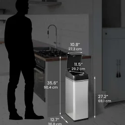 iTouchless Stainless Steel Sensor Trash Can Combo Pack, Silver, 13 gal. and 2.5 gal (CDZT1302SS)