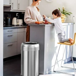 iTouchless Stainless Steel 13 Gallon Dual-Deodorizer Round Open Top Trash Can