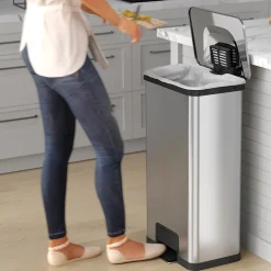 iTouchless Stainless Steel Step Trash Can, Silver, 18 gal. (PC18SN)