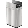iTouchless Stainless Steel Wings Open Lid Sensor Trash Can with AbsorbX Odor Control, Silver, 13 gal. (WS13RSL)