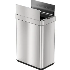 iTouchless Stainless Steel Wings Open Lid Sensor Trash Can with AbsorbX Odor Control, Silver, 13 gal. (WS13RSL)