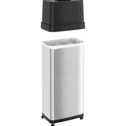iTouchless Stainless Steel Trash Can with Dual Push Lid, 24-Gallon, Brushed (IT24DPS)