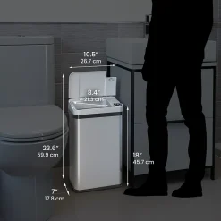iTouchless Stainless Steel Bathroom Sensor Trash Can with AbsorbX Odor Control System and Fragrance, Silver, 4 Gal. (MT04SS)