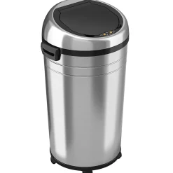 iTouchless Stainless Steel Round Sensor Trash Can with AbsorbX Odor Control System and Wheels, 23 Gal., Silver (IT23RC)