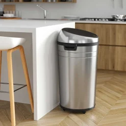 iTouchless Stainless Steel Round Sensor Trash Can with AbsorbX Odor Control System and Wheels, 23 Gal., Silver (IT23RC)
