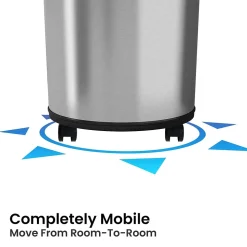 iTouchless Stainless Steel Round Sensor Trash Can with AbsorbX Odor Control System and Wheels, 23 Gal., Silver (IT23RC)