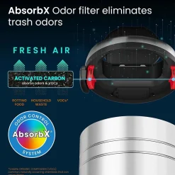 iTouchless Stainless Steel Round Sensor Trash Can with AbsorbX Odor Control System and Wheels, 23 Gal., Silver (IT23RC)