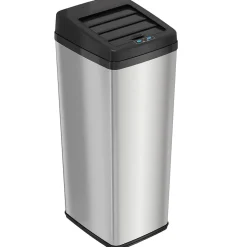 iTouchless Stainless Steel Sliding Lid Sensor Trash Can with AbsorbX Odor Control System, 14 Gal., Silver(IT14SC)