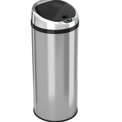 iTouchless Stainless Steel Round Sensor Trash Can with AbsorbX Odor Control System, 13 Gal., Silver (IT13RCB)