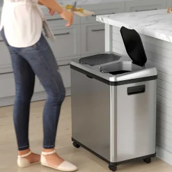 iTouchless Stainless Steel Rectangular Sensor Trash Can and Recycle Bin, 16 Gal., Silver (IT16RES)