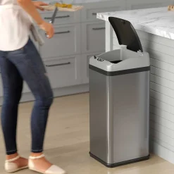 iTouchless Stainless Steel Sensor Trash Can Platinum Edition with AbsorbX Odor Control System, 13 Gal., Silver (IT13RX)