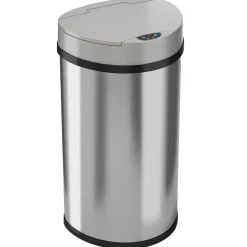 iTouchless Stainless Steel Semi-Round Sensor Trash Can with Extra-Wide Lid and AbsorbX Odor Control, 13 Gal., Silver(IT13HX)