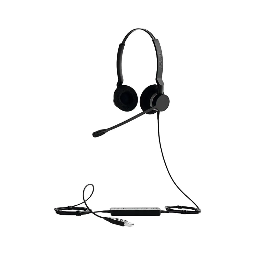 Jabra Biz 2300 Duo Stereo On Ear Headset, USB-A, UC Certified (GSA2399-829-109PTT)