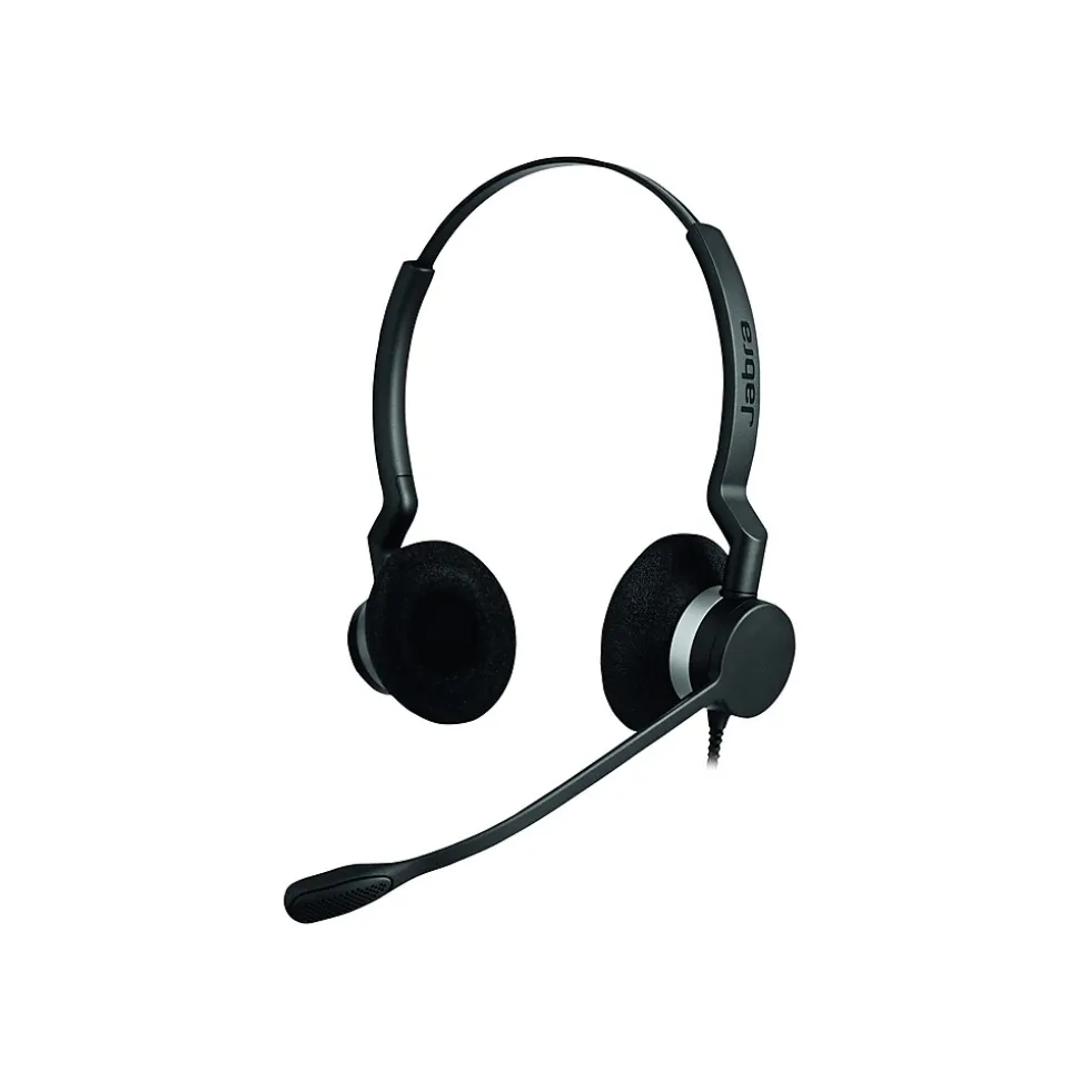 Jabra BIZ 2300 QD Duo Phone Headset, Over-the-Head, Noise Cancelling , Black (2309-820-119)