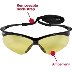 Jackson® Nemesis Safety Glasses, Polycarbonate, Amber, Black