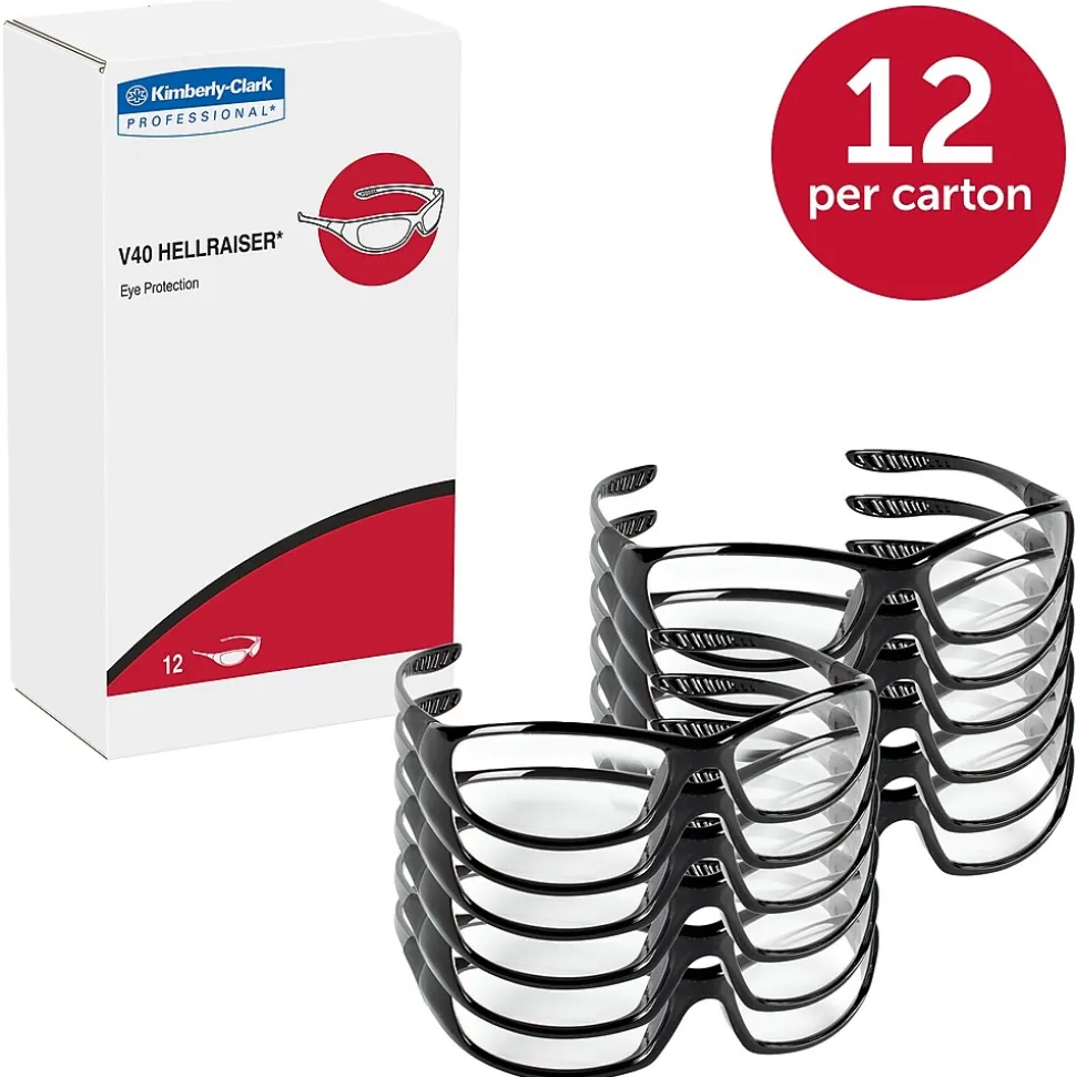 Jackson Safety® Eyewear, V40 HellRaiser®, Clear Anti-Fog Lense, Black Frame