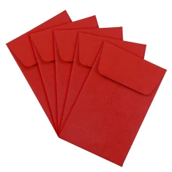 JAM Paper® #1 Coin Business Colored Envelopes, 2.25 x 3.5, Red Recycled, 100/Pack (356730632F)